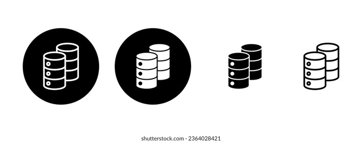 Ilustración del conjunto de iconos de la base de datos. signo y símbolo de base de datos