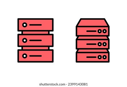 Ilustración del conjunto de iconos de la base de datos. signo y símbolo de base de datos