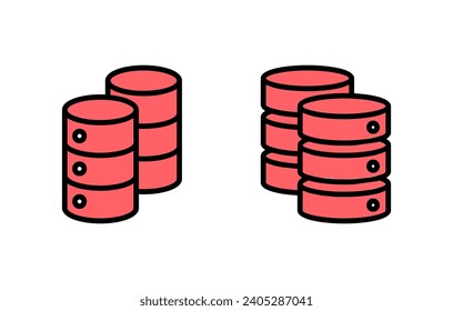 Ilustración del conjunto de iconos de la base de datos. signo y símbolo de base de datos