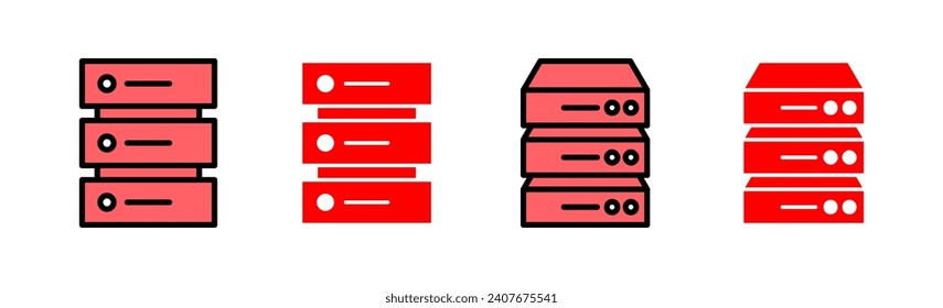 Ilustración del conjunto de iconos de la base de datos. signo y símbolo de base de datos