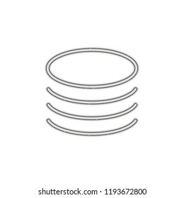 Database icon. Simple linear symbol, thin outline. Dotted outline silhouette with shadow on white background