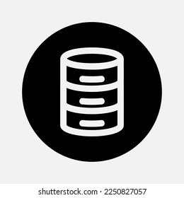 Database icon in solid style about essentials, use for website mobile app presentation