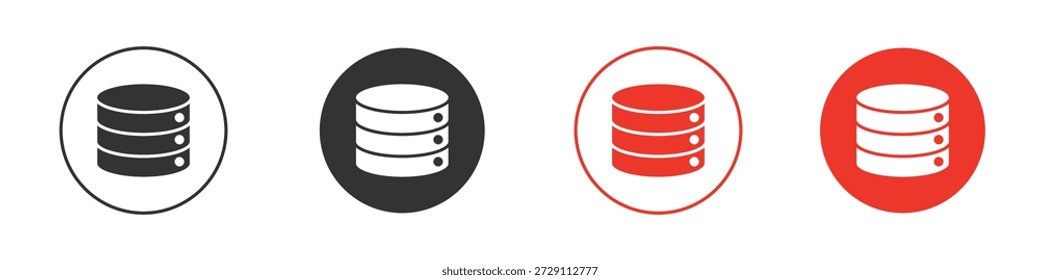 Símbolo de icono de base de datos en negro. Icono de diseño Vector stock
