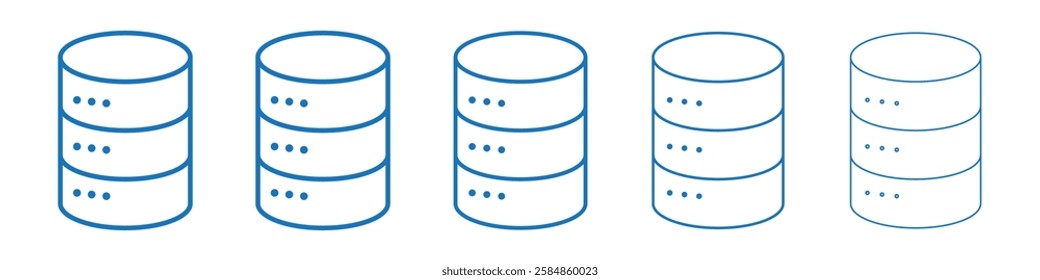 Database icon Symbol collection thin outline set