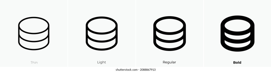 database icon. Thin, Light Regular And Bold style design isolated on white background