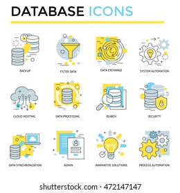 Database icon, thin line, flat design