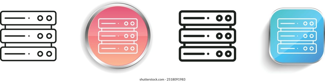 ícone do banco de dados. Design fino, linear, regular e estilo botão isolado no fundo branco