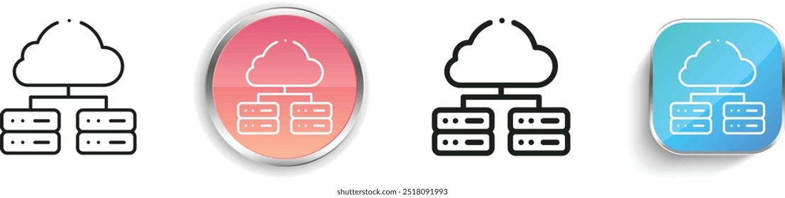 database icon. Thin Linear, Regular and Button Style Design Isolated On White Background