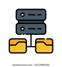 Database Icon Vector in Cloud System Style. Web data management and information organization concept