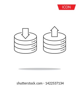 Database icon vector. Server icon isolated on white background.