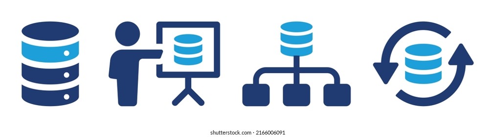Database icon vector set. Storage server and hosting symbol.