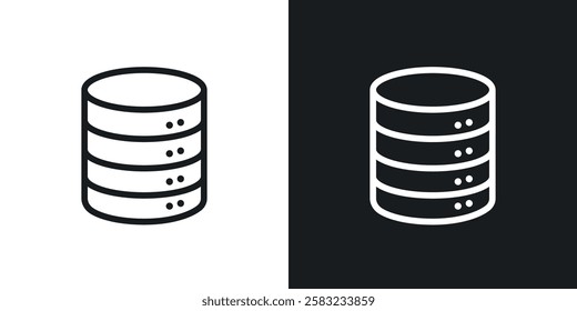 Database icons in black and white liner strokes for web design.