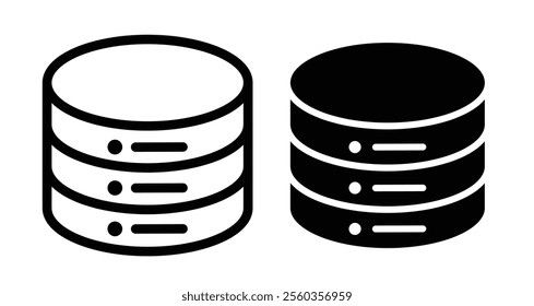Database Icons. black and white vector illustration set.