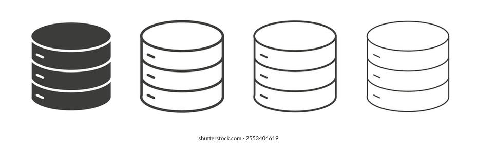 Database icons collection. vector set in black color