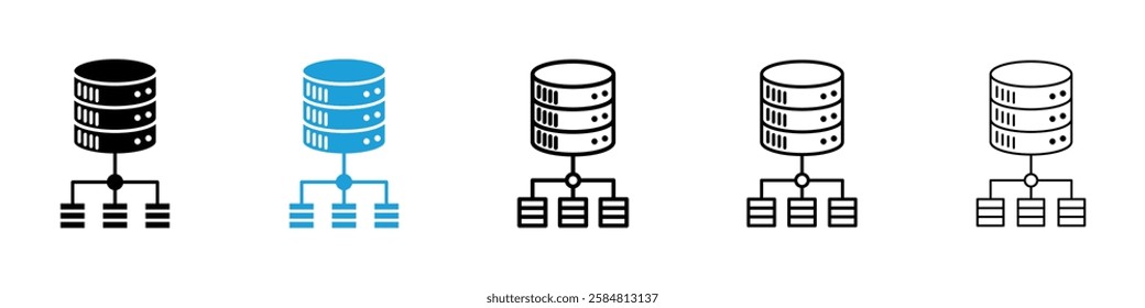 Database icons collection vectors in black and blue