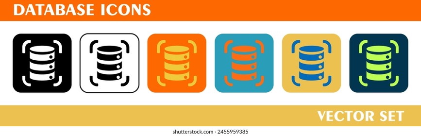 Database icons design. For sign, symbol, web design or web graphics. Vector flat illustration.