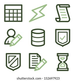 Database icons, green line contour series
