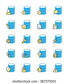 Database icons, Monochrome color - Vector Illustration