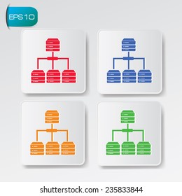 Database icons on buttons,clean vector