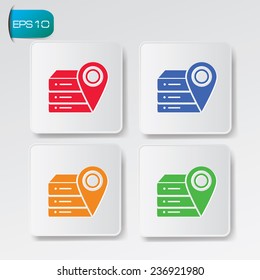 Database icons on buttons,clean vector