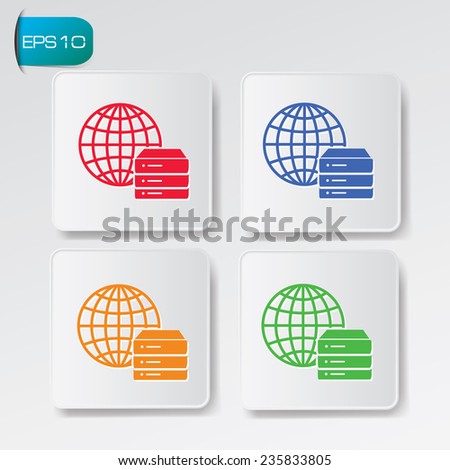 Database icons on buttons,clean vector