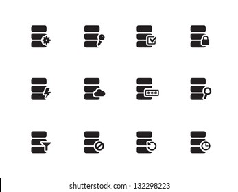 Database icons on white background. Vector illustration.