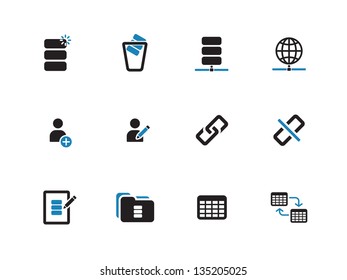 Database icons on white background. Vector illustration.