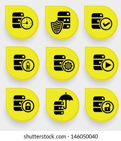 Database icons on yellow buttons,vector
