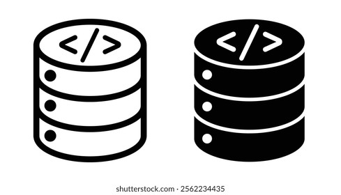 Database Icons pack in outlined and flat versions