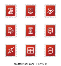 Iconos de la base de datos, serie de sellos rojos