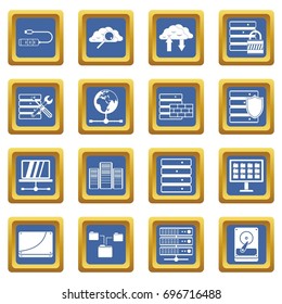 Database icons set in blue color isolated vector illustration for web and any design