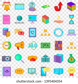 Database icons set. Cartoon style of 36 database vector icons for web for any design