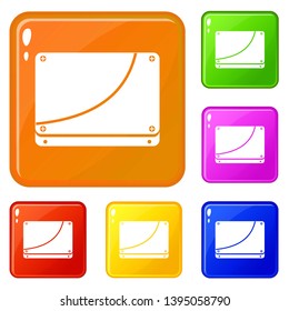 Database icons set collection vector 6 color isolated on white background