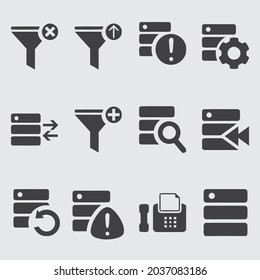Database icons set, data universal icons set, data analysis, statistics, analytics web signs - stock vector. data icon design template
