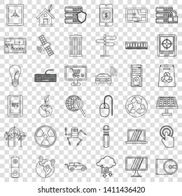 Database icons set. Outline style of 36 database vector icons for web for any design