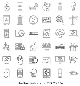 Database icons set. Outline style of 36 database vector icons for web isolated on white background