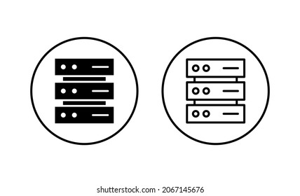 Conjunto de iconos de base de datos. signo y símbolo de base de datos