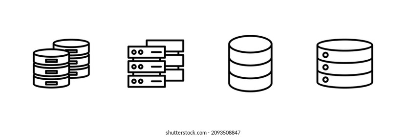 Conjunto de iconos de base de datos. signo y símbolo de base de datos