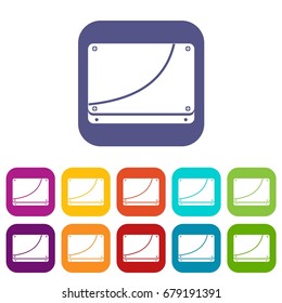 Database icons set vector illustration in flat style In colors red, blue, green and other