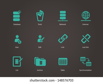 Database icons. Vector illustration.