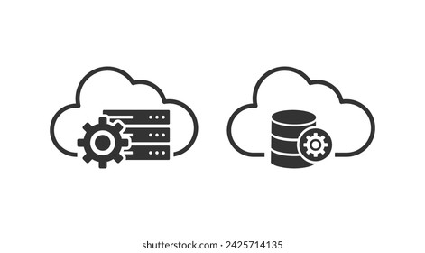 database icons vector illustration. network cloud. black isolated white background