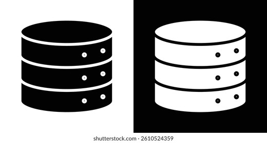 Database icons vector set in solid flat style