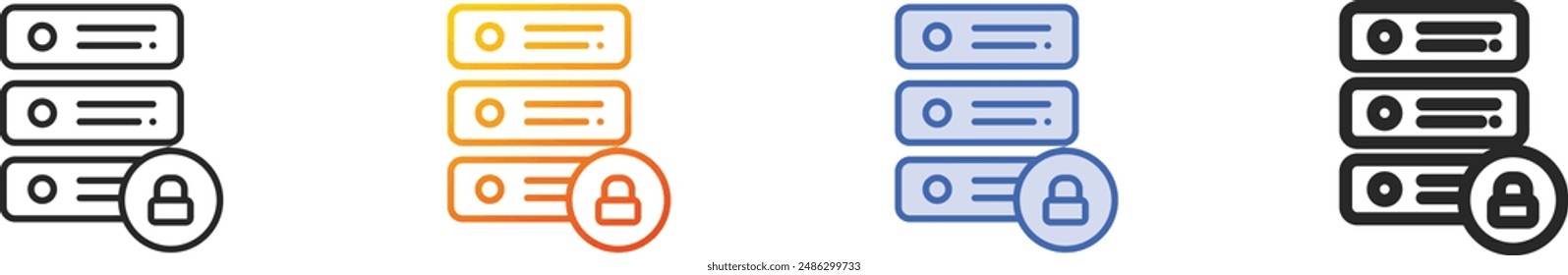 database icon.Thin Linear, Gradient, Blue Stroke and bold Style Design Isolated On White Background
