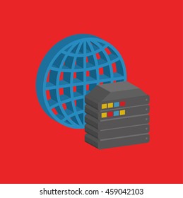 
Database info graphic on red background,vector