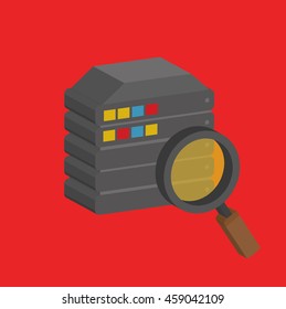 
Database info graphic on red background,vector