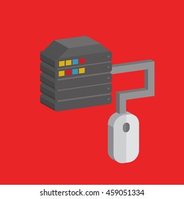 Database info graphic on red background,vector