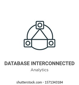 Database interconnected outline vector icon. Thin line black database interconnected icon, flat vector simple element illustration from editable analytics concept isolated on white background