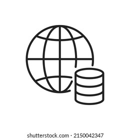 Database with internet access icon. High quality black vector illustration. 