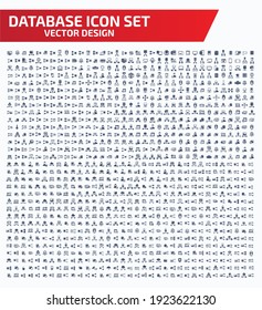 Conjunto de iconos de vectores de Internet y base de datos