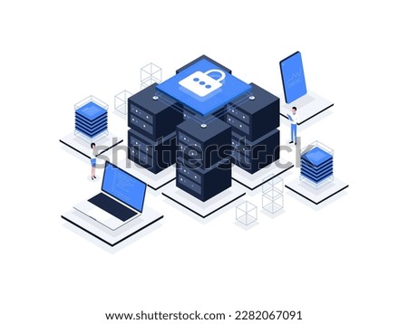 Database Isometric Illustration Flat Color. Suitable for Mobile App, Website, Banner, Diagrams, Presentation, and Other Graphic Assets.